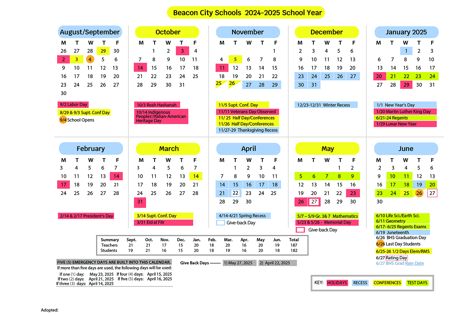 At-a-Glance District Calendar